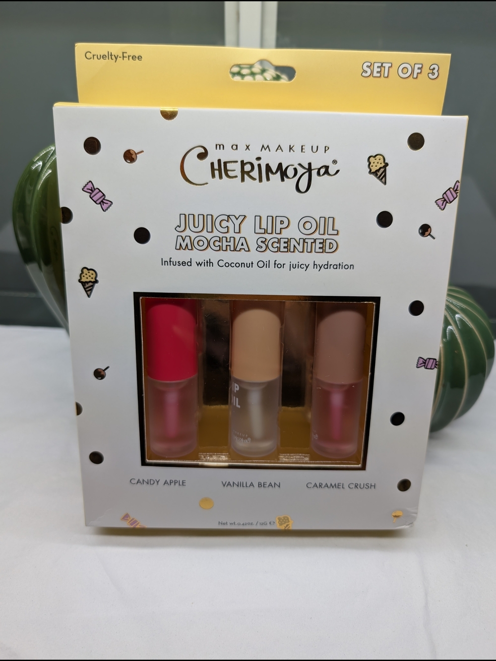 Cherimoya  Juicy Lip Oil Set - Candy Apple, Vanilla Bean & Caramel Crush